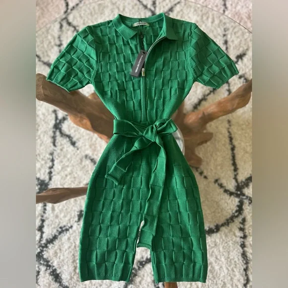 Maniere De Voir Green Textured Jumpsuit - Picture 6 of 8